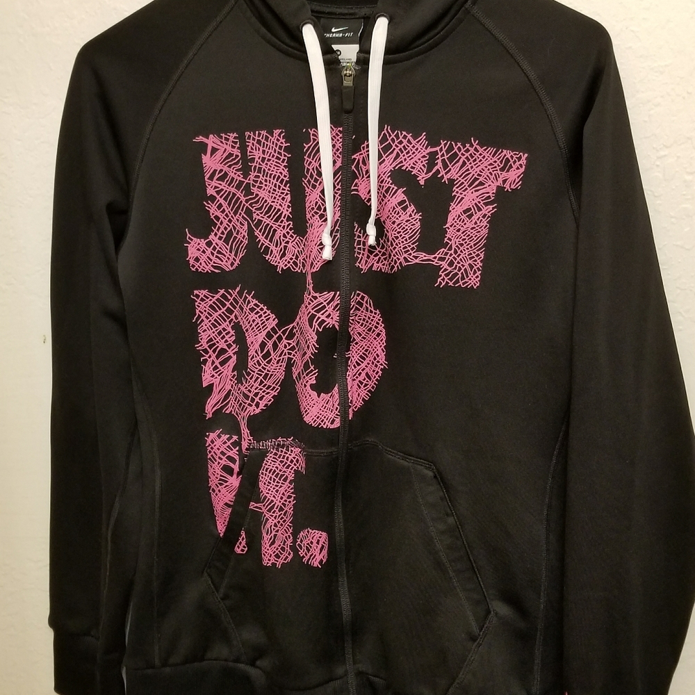 Pink and Black Nike zip up hoodie size Meduim